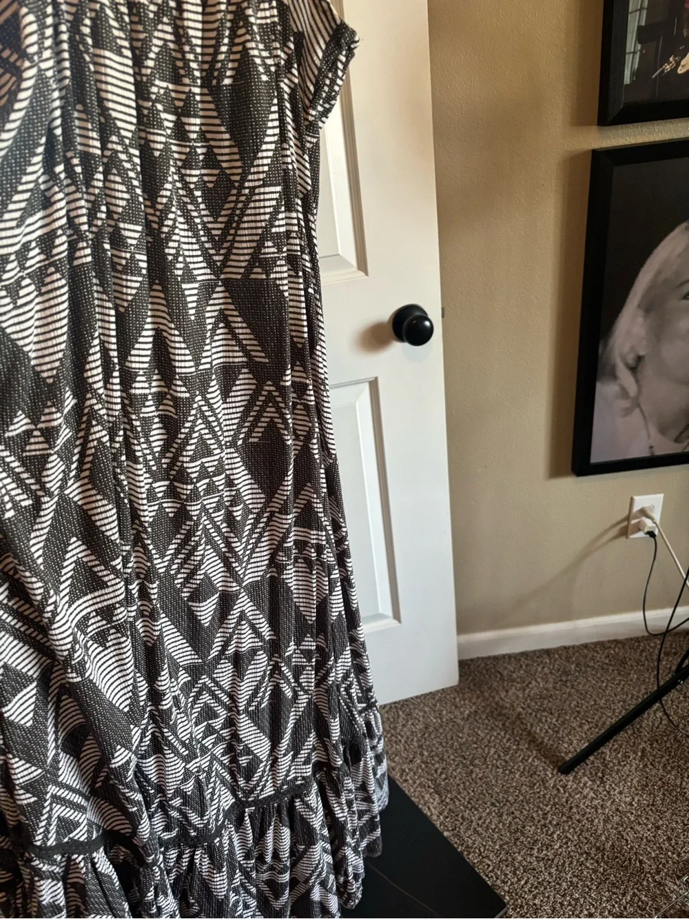 aerie Black and White Patterned Maxi Dress